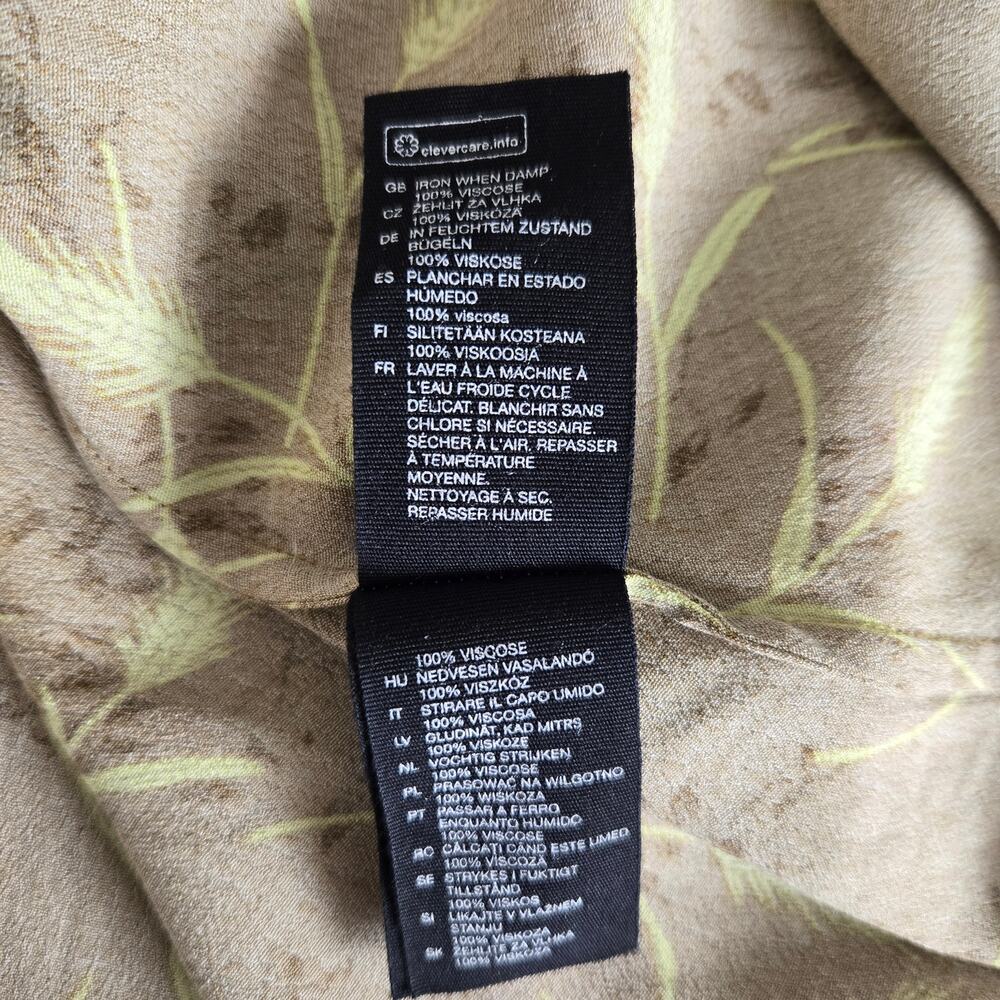 & Other Stories Novelty Wheat Print Midi Dress Faux Wrap Brown Belted Women 6 - Picture 12 of 12